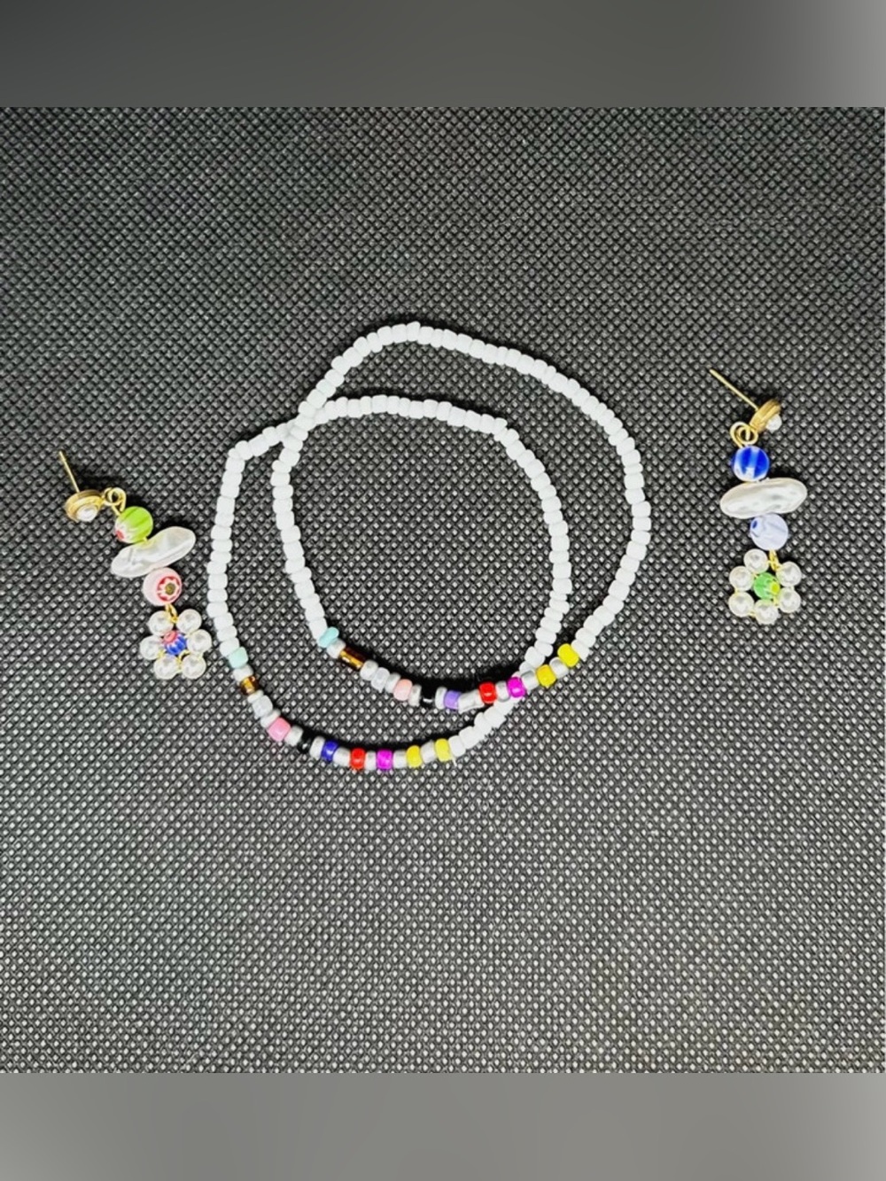 Tutti Frutti Seed Bead bracelet and earrings with Multicolor Accent Beads